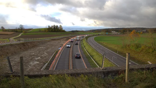 Ein Bild der Autobahn-Baustelle