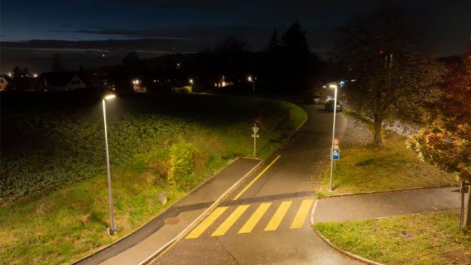 Drohnenaufnahmen vom Lichtkonzept in Zumikon
