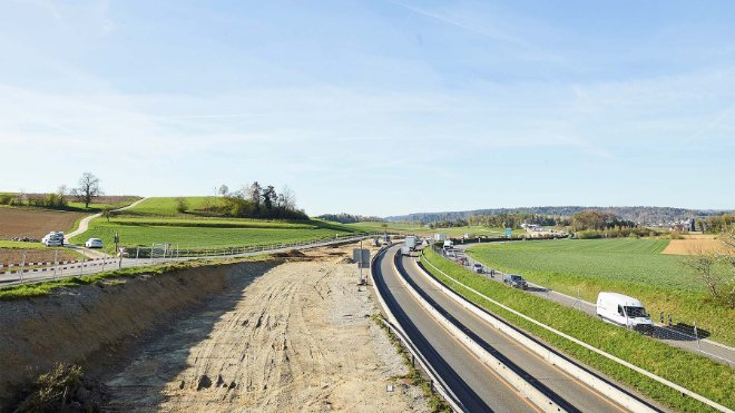 Ein Bild der Autobahn-Baustelle