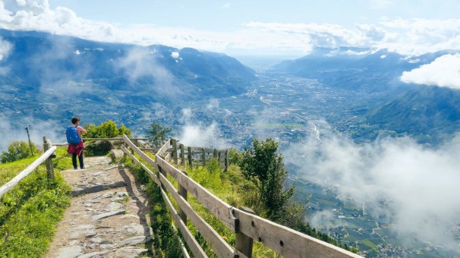 Blick über Meran hinweg in Richtung Süden.