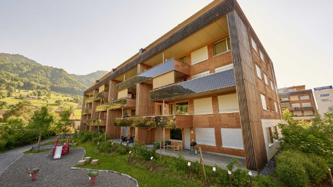 Verspielter kommen die einzelnen Panels an diesen Balkonbrüstungen daher. Die Bewohnerinnen und Bewohner dieser Mehrfamilienhäuser produzieren wortwörtlich Strom auf dem eigenen Balkon.