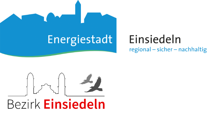 Logos "Das Gebäudeprogramm" und "Bezirk Einsiedeln"