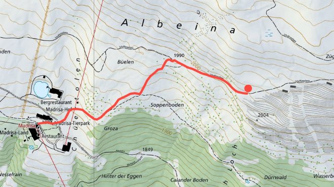 Karte für die Anreise zur Baustelle von Madrisa Solar