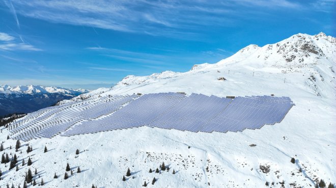 Visualisierung von Madrisa Solar im Winter.